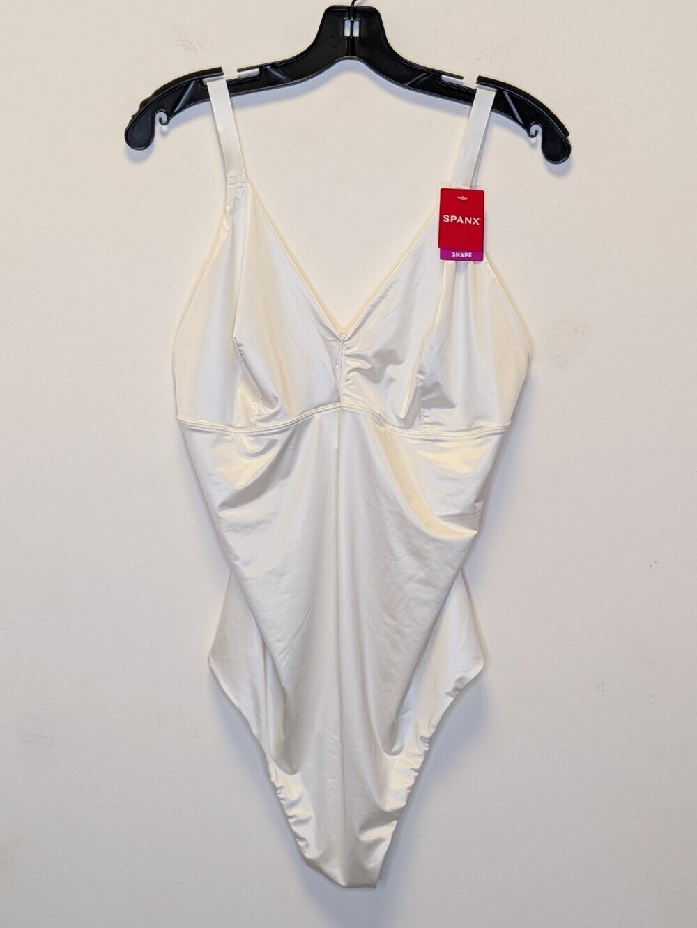 NWT SPANX Shaping Satin Thong Bodysuit 2X Ivory Tummy Control Shapewear